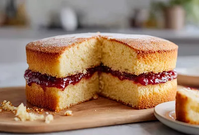 Двухслойный пирог с вареньем стал еще нежнее: залила тестом основу, и слои пропитались 