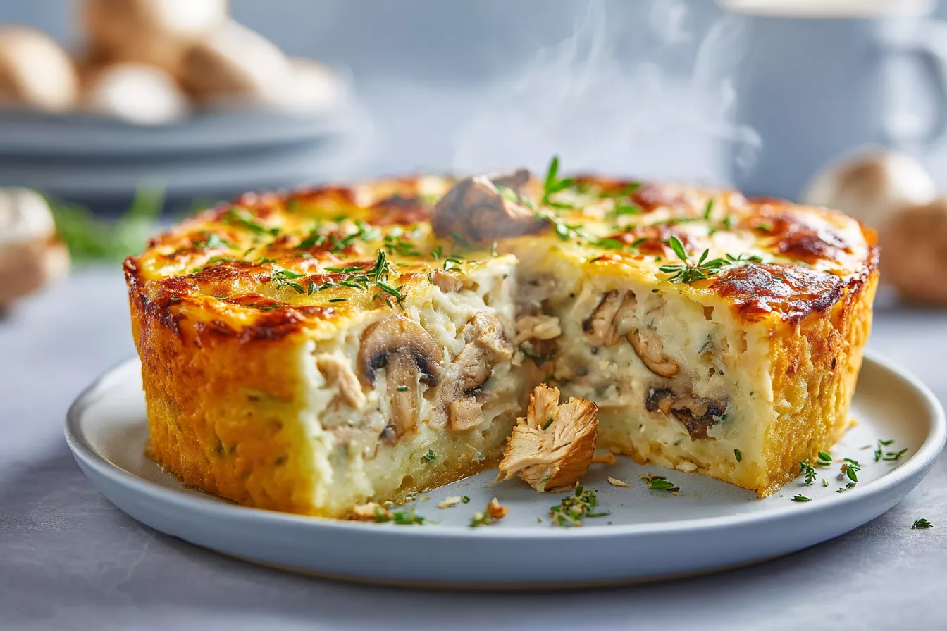 Картофельный пирог-жюльен с курицей и грибами: сытный и сочный