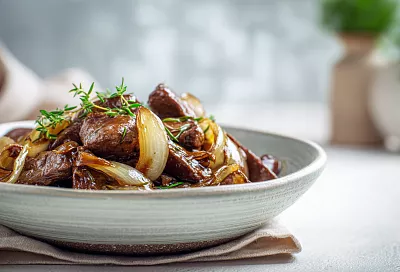 Куриная печень с луком: сочная, нежная и очень вкусная 