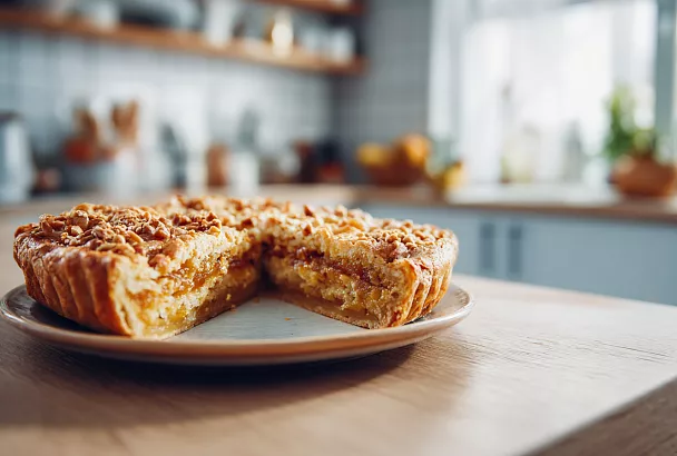 Пеку этот ботлихский пирог каждую неделю: двухслойный с курагой и орехами — нежный и ароматный