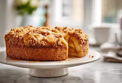 Шарлотка с карамельными яблоками и ореховым штрейзелем — необыкновенно вкусная