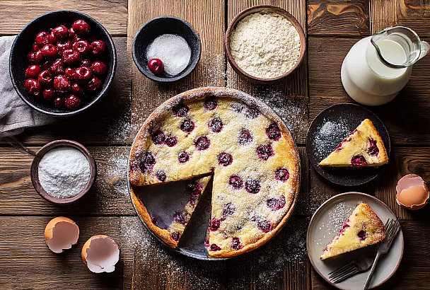 Французский клафути с вишней: нежный десерт, который сам себя печёт