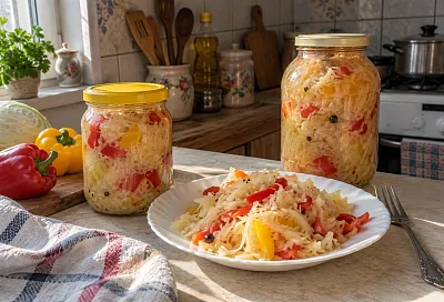 Капуста с яблоками, брусникой и перцем: сочная и хрустящая