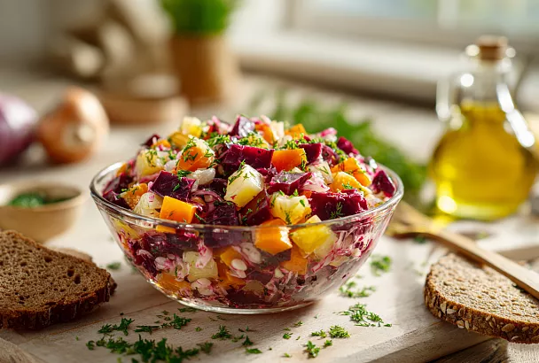 Винегрет с квашеной капустой: яркий, вкусный и с идеальными пропорциями