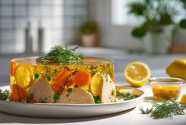 Заливное из курицы на овощном бульоне: полезно, вкусно и подходит для диеты