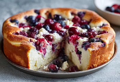 Ленивая ватрушка с ягодами: нежная, сочная и готовится за 10 минут — духовка сделает всё сама