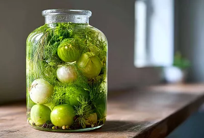 Зелёные помидоры под закваску: бутылёк к осени без спешки