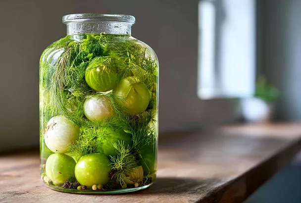 Зелёные помидоры под закваску: бутылёк к осени без спешки