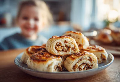 Творожная гата с ореховой начинкой: очень простое и нежное рассыпчатое печенье