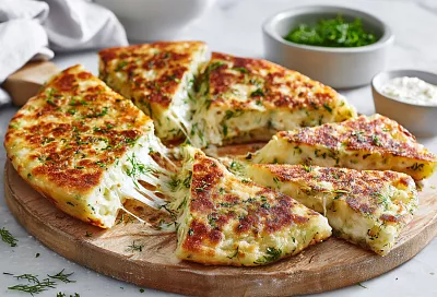 Лепёшка с сыром и зеленью, которую можно даже на диете: сочная, тягучая и невероятно полезная