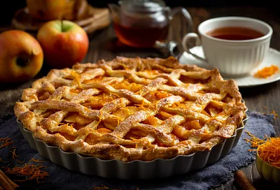 Яблочный пирог с решёткой – рассыпчатый, сочный, с апельсином