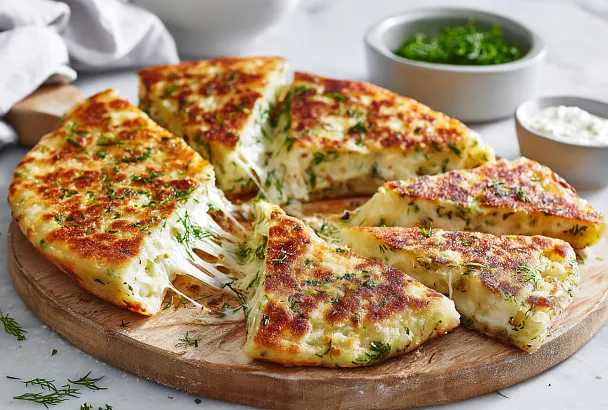 Лепёшка с сыром и зеленью, которую можно даже на диете: сочная, тягучая и невероятно полезная