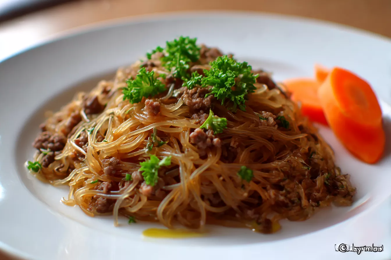 Лёгкая вермишель по-флотски на овощном бульоне для полезного ужина