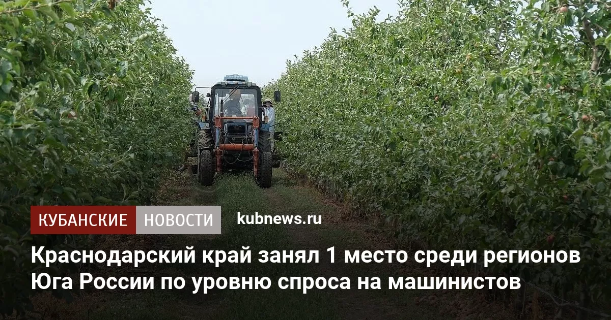 Краснодарский край занял 1 место среди регионов Юга России по уровню спроса на машинистов