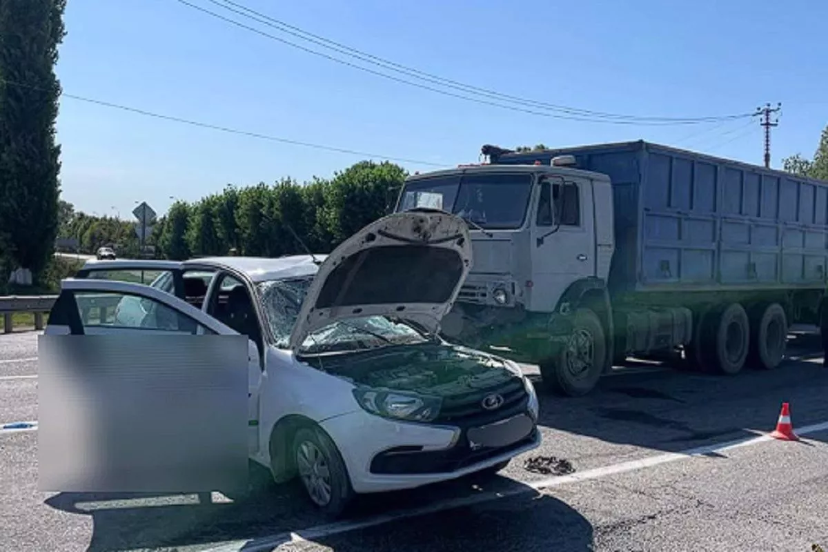КамАЗ снес легковушку на трассе в Краснодарском крае. Водитель погиб