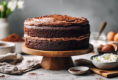 Шоколадный торт «быстрые коржи и крем»: мягкий мякиш и гладкая глазурь