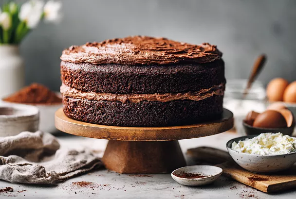Шоколадный торт «быстрые коржи и крем»: мягкий мякиш и гладкая глазурь