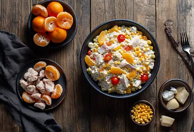 Новогодний мандариновый салат, который спасёт любой праздничный стол