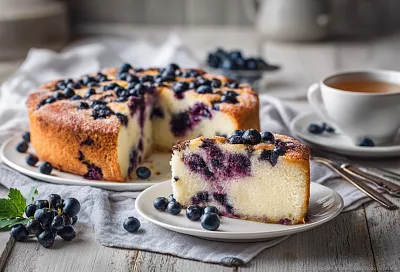 Быстрый пирог с чёрной смородиной и шоколадной пропиткой