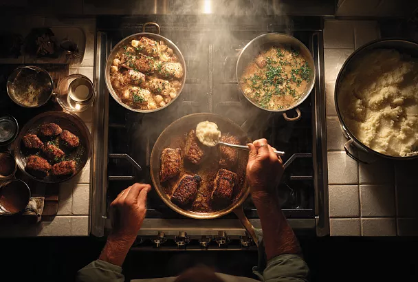 Котлеты трёх видов с правильным картофельным пюре