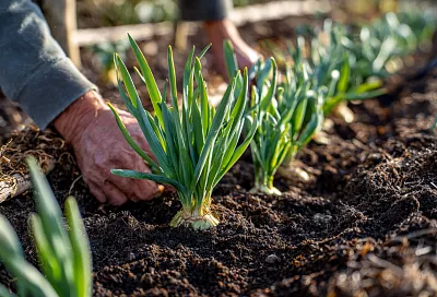 Первая весенняя подкормка озимого чеснока и лука: что вносить и когда