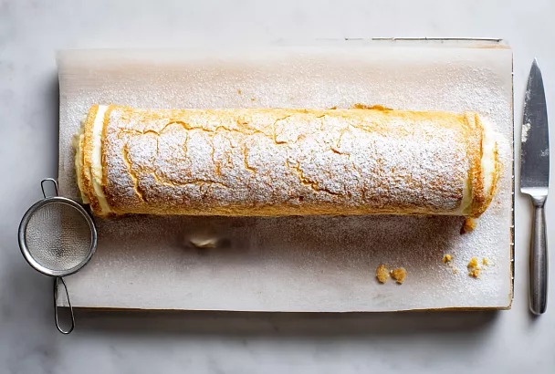 Рулет «как эклер»: заварной корж и ванильный крем