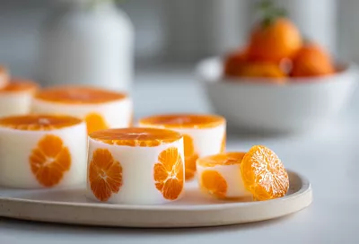 Нанизываю мандарины на шпажку и заливаю йогуртом – через 3 часа на столе самый красивый новогодний десерт