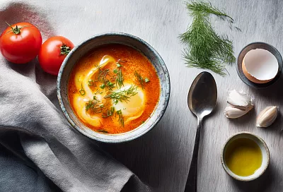 Тушу помидоры с чесноком, вливаю яйца — лёгкий супчик готов за 10 минут и отлично спасает от похмелья!