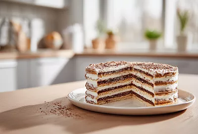 Торт «Мгновенный» на сгущёнке: коржи пропитываются за полчаса, а крем из сметаны делает его тающим во рту