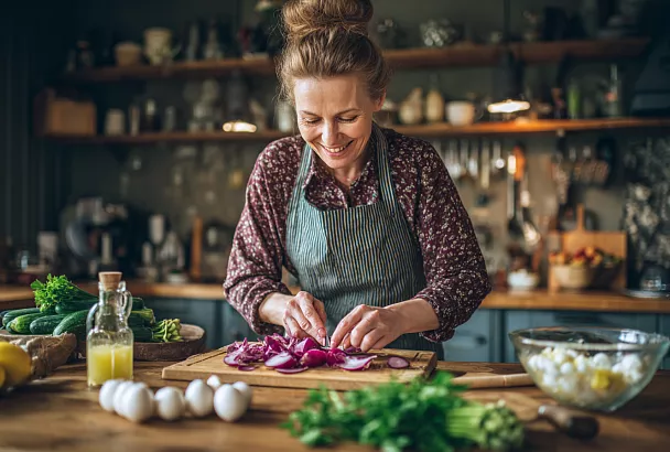 Салат со свёклой на ужин: маринованные огурцы, обжаренный лук и 2 яйца — сытно и просто