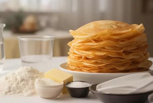 Быстрые блины на кипятке вместо обычных: всегда ажурные, тонкие и нежные — постные, без яиц и молока