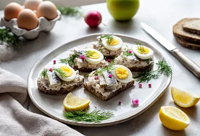 Нарезаю селёдку кубиком, добавляю яблоко — и через пару минут фаршмак готов 