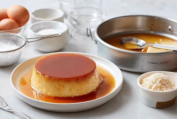 Нежный кокосовый флан как из кафе: карамель за 5 минут, зеркальный срез после охлаждения