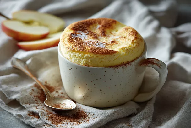 Нежный творожно-яблочный чизкейк в кружке: 4 минуты в микроволновке, без муки и без лишних калорий