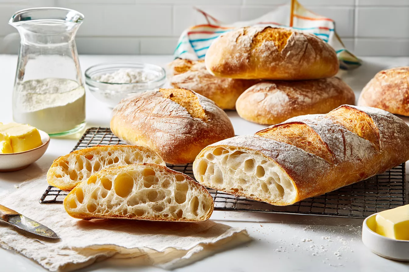 Домашняя чиабатта без «страшного замеса»: хруст сверху, мягко внутри и много дырочек