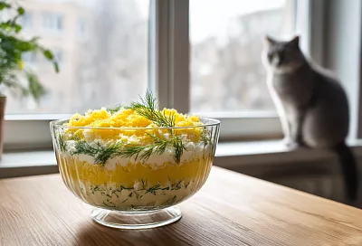 Салат «Мимоза» с секретным ингредиентом — нежнее и вкуснее обычного