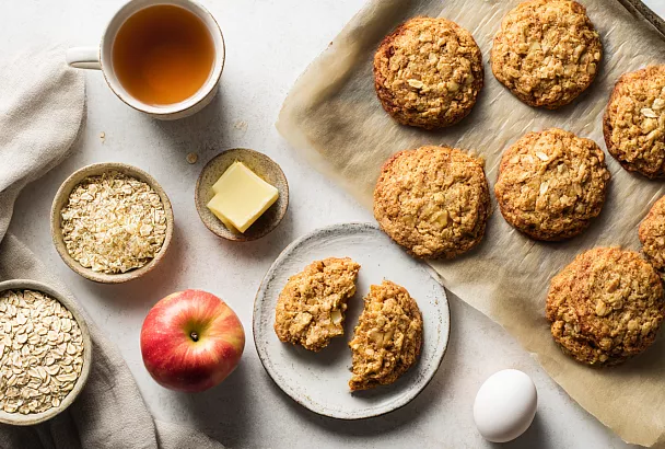 Ароматное овсяное печенье с яблоком, которое тает во рту