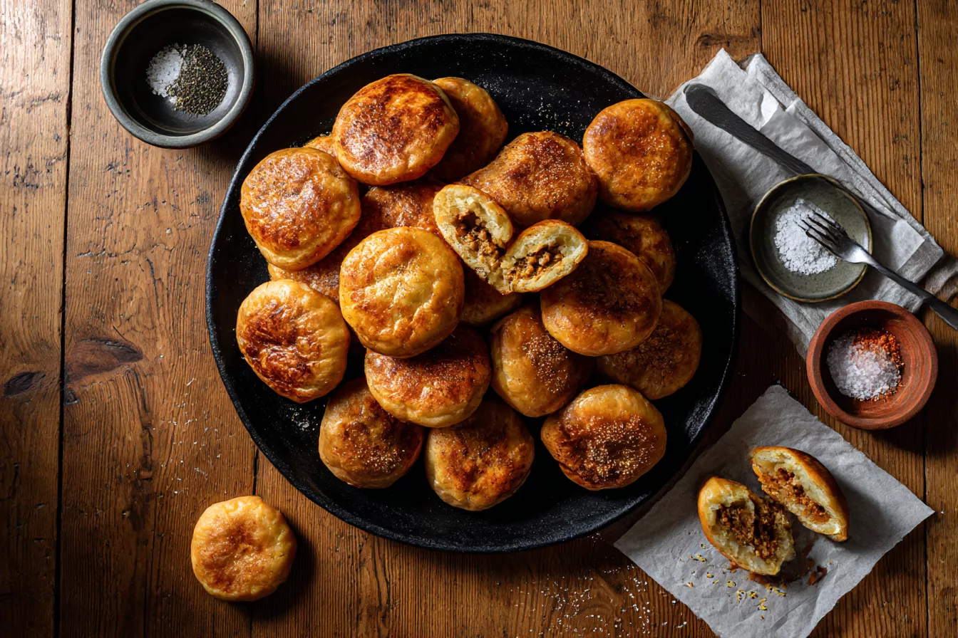 Гора мягких беляшей с хрустящей корочкой 