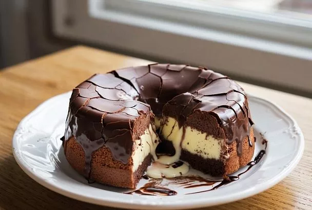 Это не пирог, а восхитительный «Вулкан» вкуса. Шоколадный пирог, выпекается сразу с кремовой начинкой