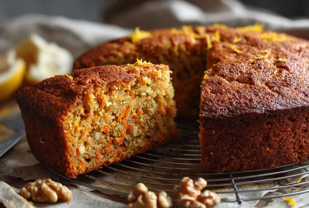 Морковный пирог по методу "одной ложки" без миксера – сочный, ароматный с орехами и лимоном, 50 минут в духовке и мягкий как пух