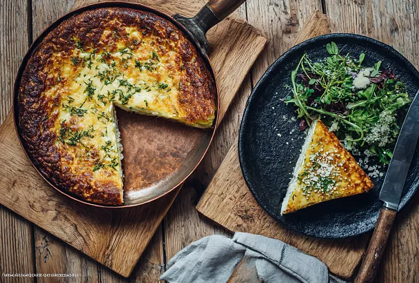 Жареный творог с яйцом и сыром без муки