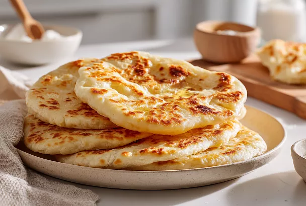Лепёшки на кефире без дрожжей стали пышнее и мягче: сода с кефиром даёт воздушные пузыри, а минимум масла делает их лёгкими и вкусными