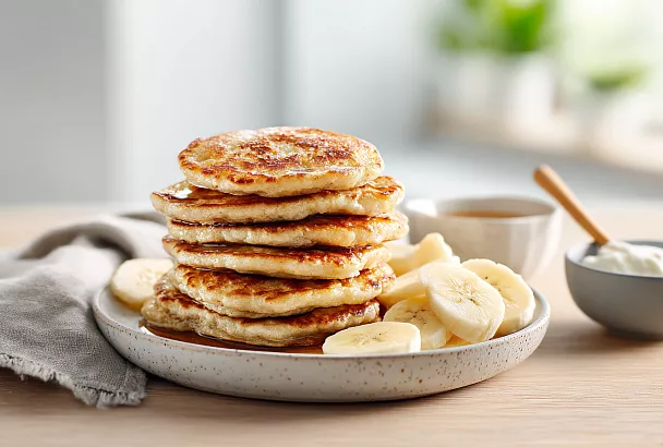 Оладьи на бананах без сахара: бананы дают натуральную сладость, а тесто получается пышным и воздушным