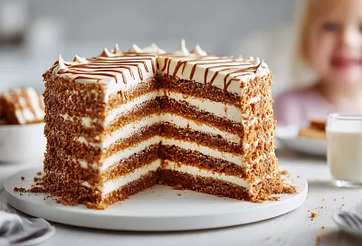 Медовый бисквитный торт с кремом: нежный и очень вкусный к любому празднику
