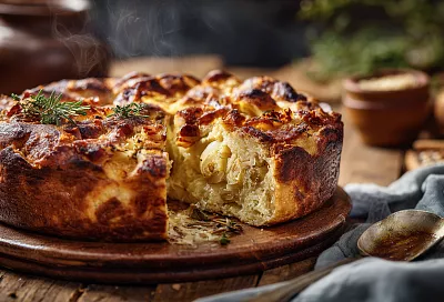 Белорусская картофельная бабка стала сочнее с хрустящей корочкой: добавила сметану, и внутри она получилась нежной без муки