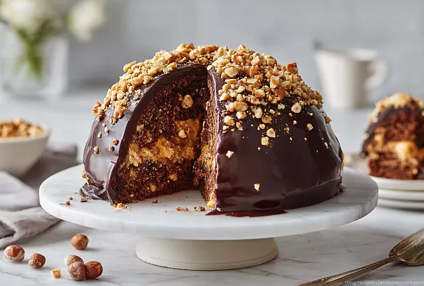 Невероятно насыщенный торт «Пища богов»: варёная сгущёнка с фундуком покорили всех с первого кусочка