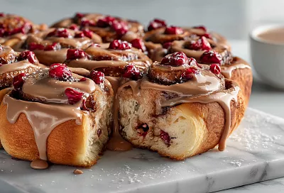 Шоколадные синнабоны с вишней – мягкие как пух, сочные внутри и покрыты густой глазурью, улетают за чаем