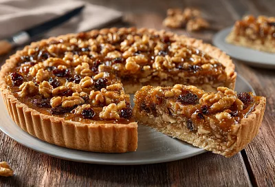 Восточный пирог с орехами и сухофруктами в необычной карамельной заливке – хрустящий, ароматный и невероятно вкусный