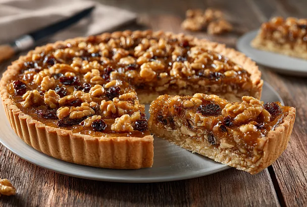 Восточный пирог с орехами и сухофруктами в необычной карамельной заливке – хрустящий, ароматный и невероятно вкусный