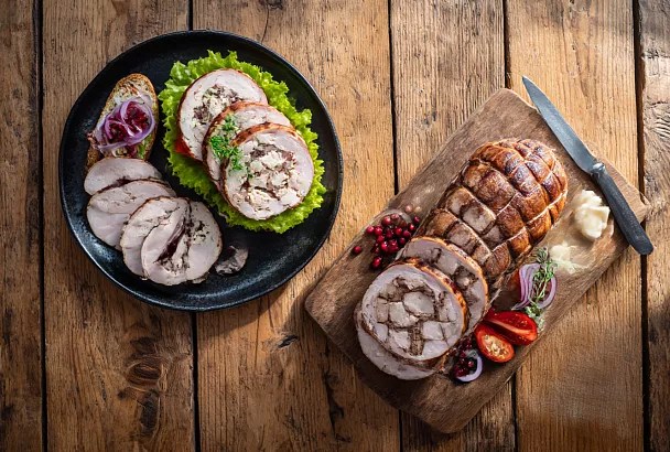 Домашний варёно-копчёный куриный рулет вместо колбасы